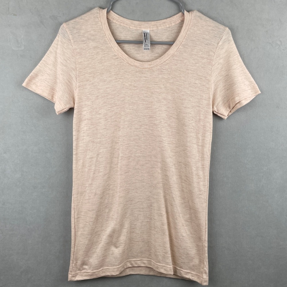American Apparel Tri-Blend Collection Scoop Neck Tee Heather Peach Pink Wmns M